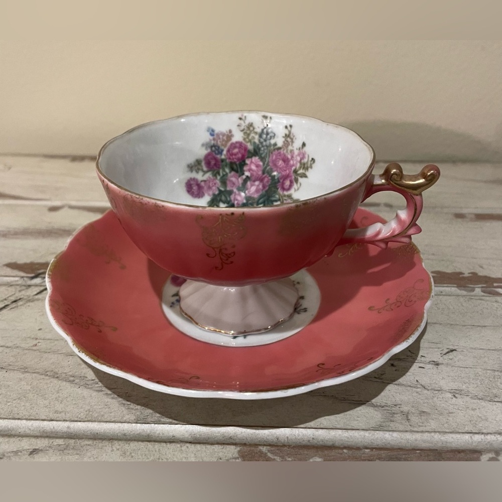 Vintage Floral Teacup & Saucer Japan